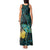 New Zealand Fantail Bird Tank Maxi Dress Maori Piwakawaka Kowhai - Paua Shell Pattern