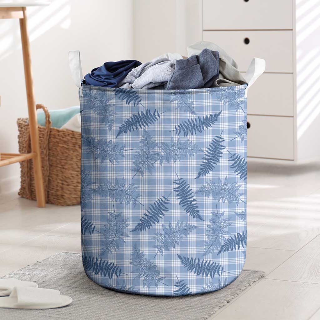 Blue Palaka Hawaii Palapalai Laundry Basket Hawaiian Fern - Polynesian Pride