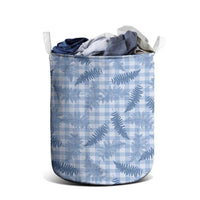 Blue Palaka Hawaii Palapalai Laundry Basket Hawaiian Fern - Polynesian Pride