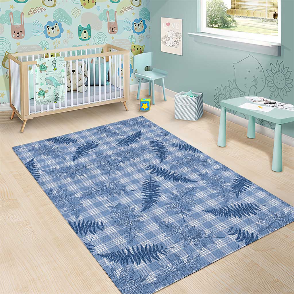 Blue Palaka Hawaii Palapalai Area Rug Hawaiian Fern - Polynesian Pride