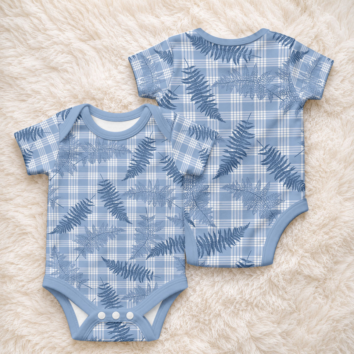 Blue Palaka Hawaii Palapalai Baby Onesie Hawaiian Fern
