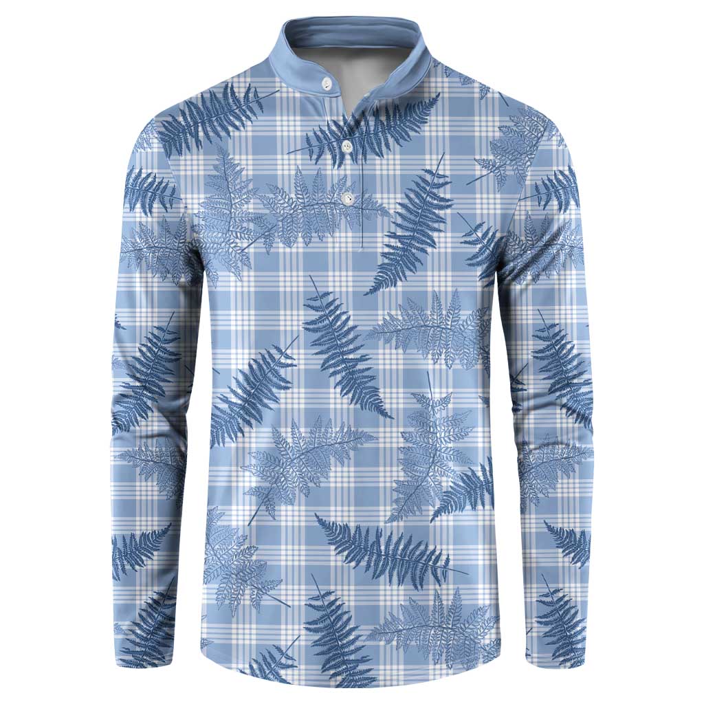 Blue Palaka Hawaii Palapalai Button Sweatshirt Hawaiian Fern - Polynesian Pride