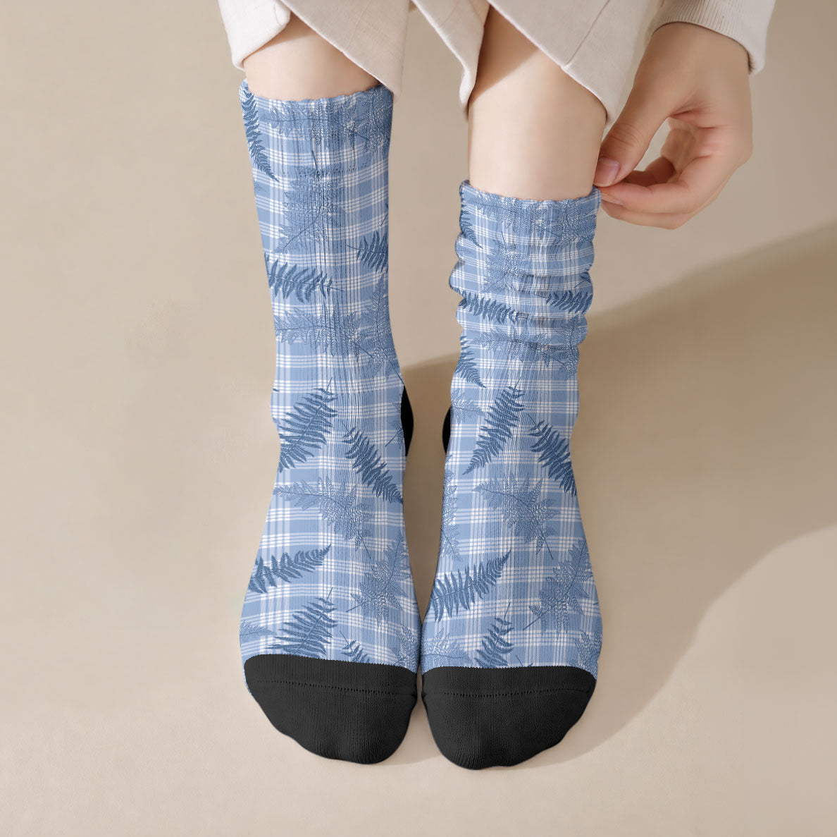 Blue Palaka Hawaii Palapalai Crew Socks Hawaiian Fern