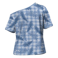 Blue Palaka Hawaii Palapalai Cross Shoulder Shirt Hawaiian Fern - Polynesian Pride
