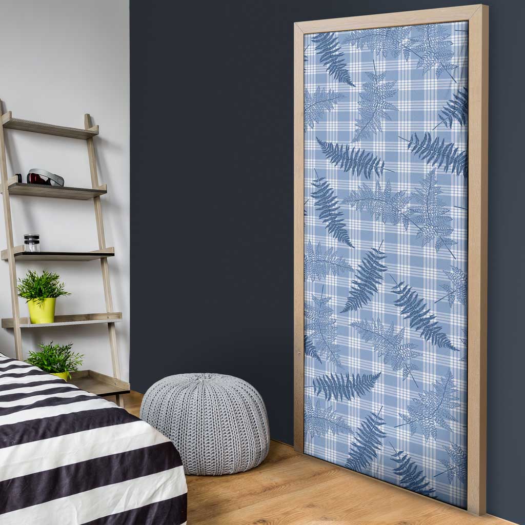 Blue Palaka Hawaii Palapalai Door Cover Hawaiian Fern - Polynesian Pride