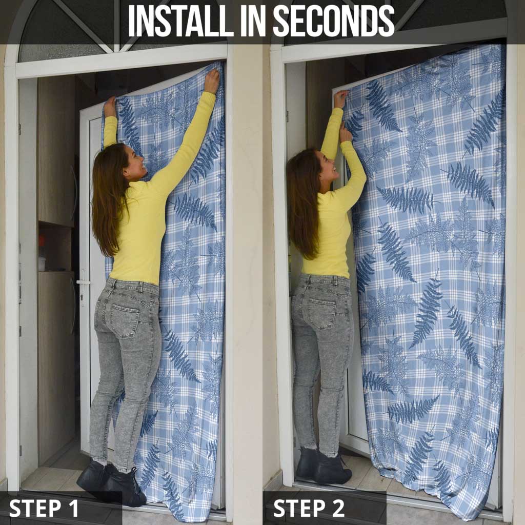 Blue Palaka Hawaii Palapalai Door Cover Hawaiian Fern - Polynesian Pride