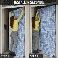 Blue Palaka Hawaii Palapalai Door Cover Hawaiian Fern - Polynesian Pride