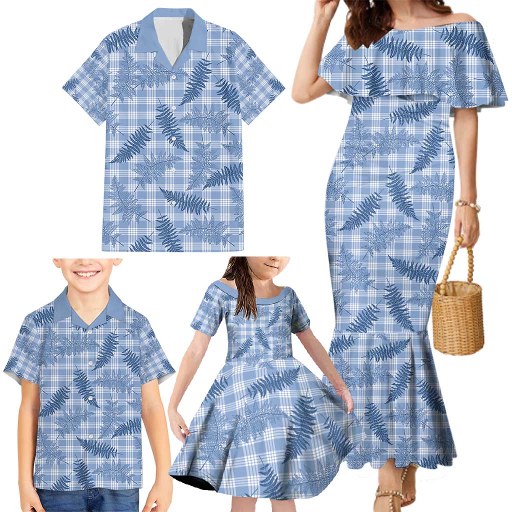 Blue Palaka Hawaii Palapalai Family Matching Mermaid Dress and Hawaiian Shirt Hawaiian Fern - Polynesian Pride
