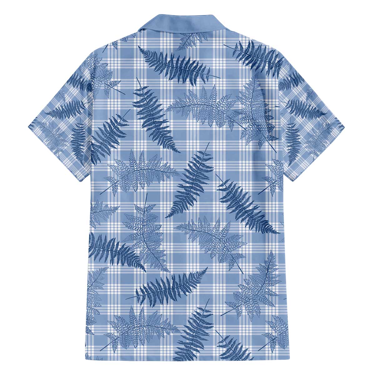 Blue Palaka Hawaii Palapalai Family Matching Off The Shoulder Long Sleeve Dress and Hawaiian Shirt Hawaiian Fern - Polynesian Pride