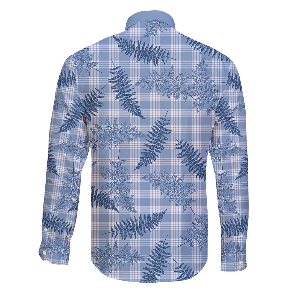 Blue Palaka Hawaii Palapalai Family Matching Off The Shoulder Long Sleeve Dress and Hawaiian Shirt Hawaiian Fern - Polynesian Pride
