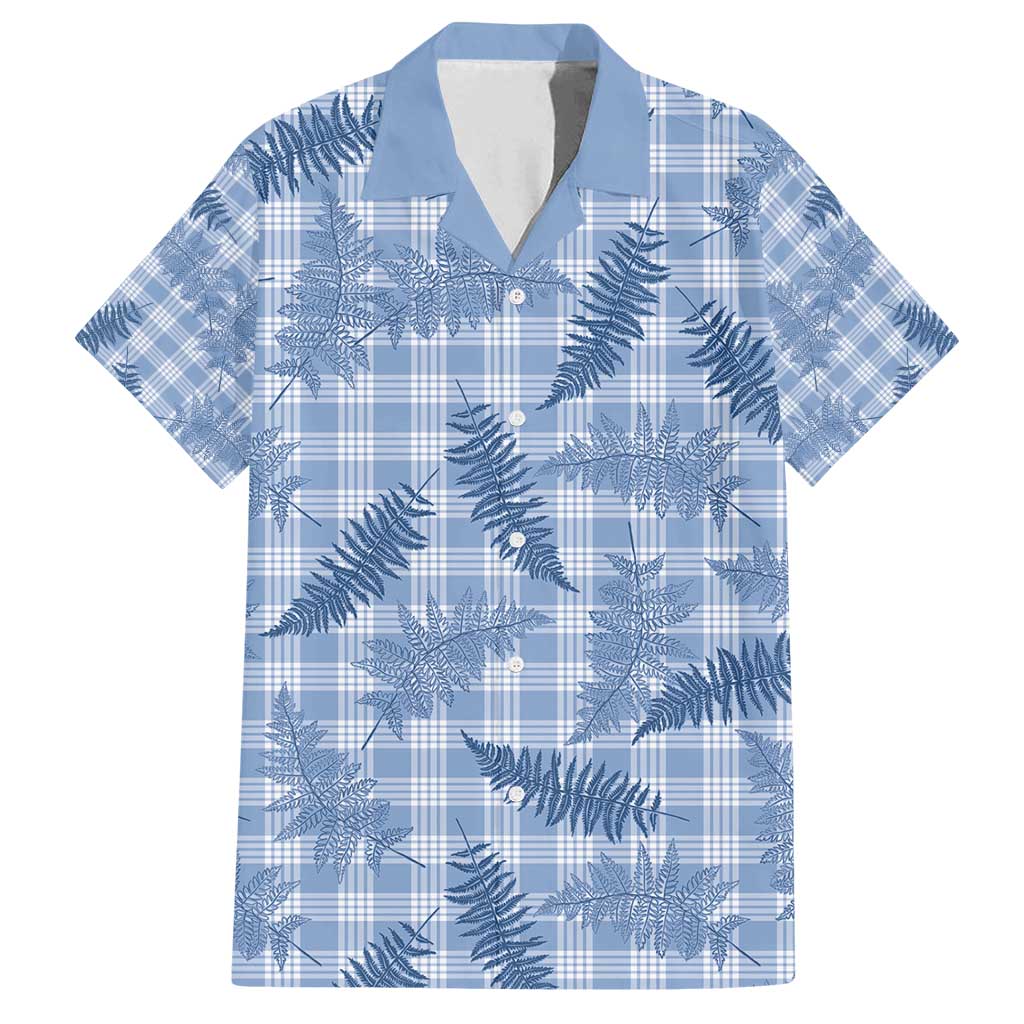 Blue Palaka Hawaii Palapalai Family Matching Off Shoulder Maxi Dress and Hawaiian Shirt Hawaiian Fern - Polynesian Pride