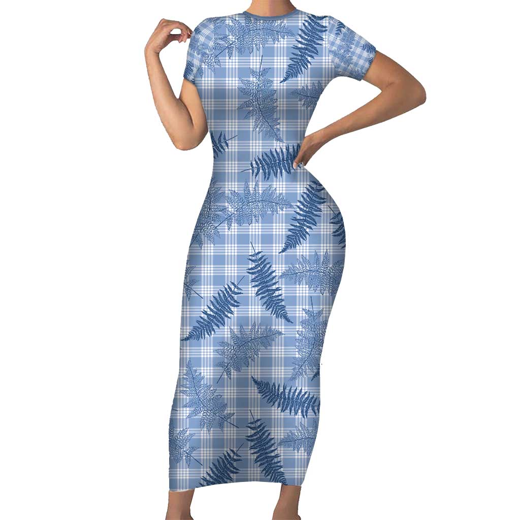 Blue Palaka Hawaii Palapalai Family Matching Short Sleeve Bodycon Dress and Hawaiian Shirt Hawaiian Fern - Polynesian Pride