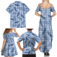 Blue Palaka Hawaii Palapalai Family Matching Summer Maxi Dress and Hawaiian Shirt Hawaiian Fern - Polynesian Pride