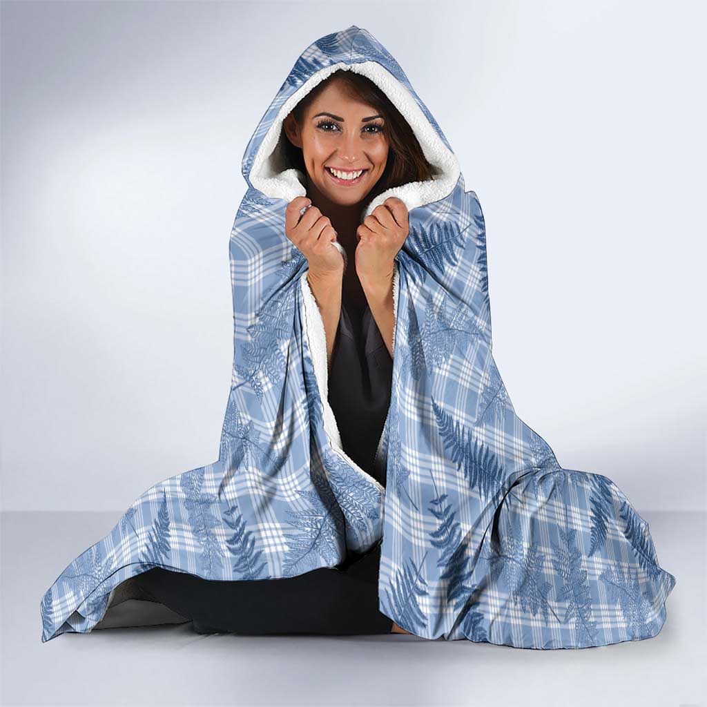 Blue Palaka Hawaii Palapalai Hooded Blanket Hawaiian Fern - Polynesian Pride