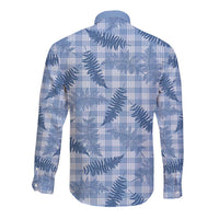 Blue Palaka Hawaii Palapalai Long Sleeve Button Shirt Hawaiian Fern - Polynesian Pride
