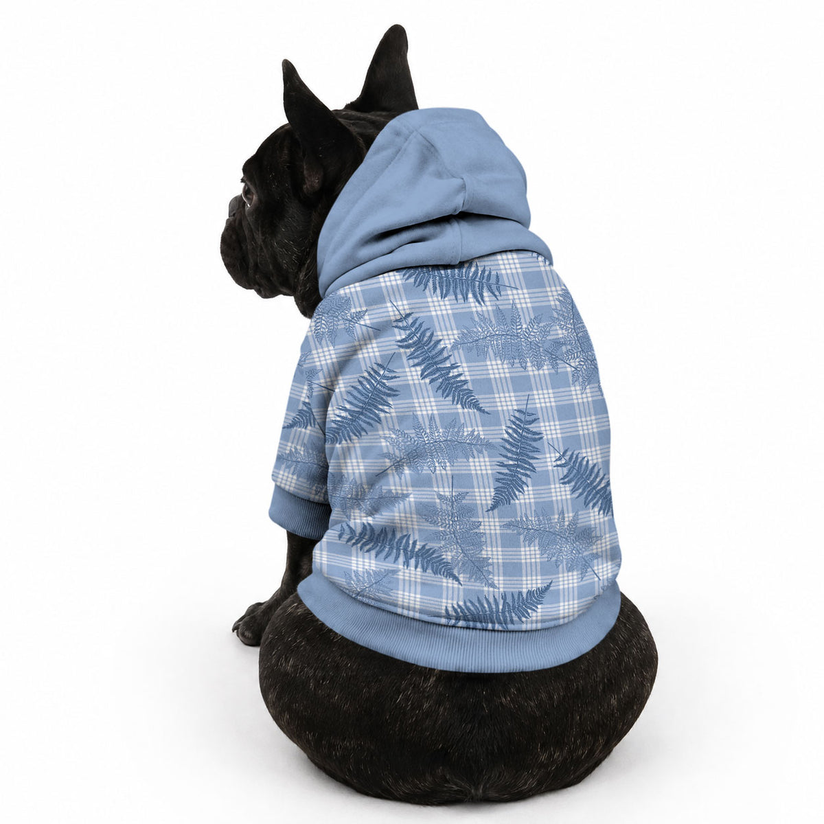 Blue Palaka Hawaii Palapalai Pet Hoodie Hawaiian Fern