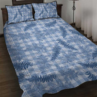 Blue Palaka Hawaii Palapalai Quilt Bed Set Hawaiian Fern - Polynesian Pride