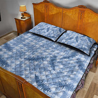 Blue Palaka Hawaii Palapalai Quilt Bed Set Hawaiian Fern - Polynesian Pride