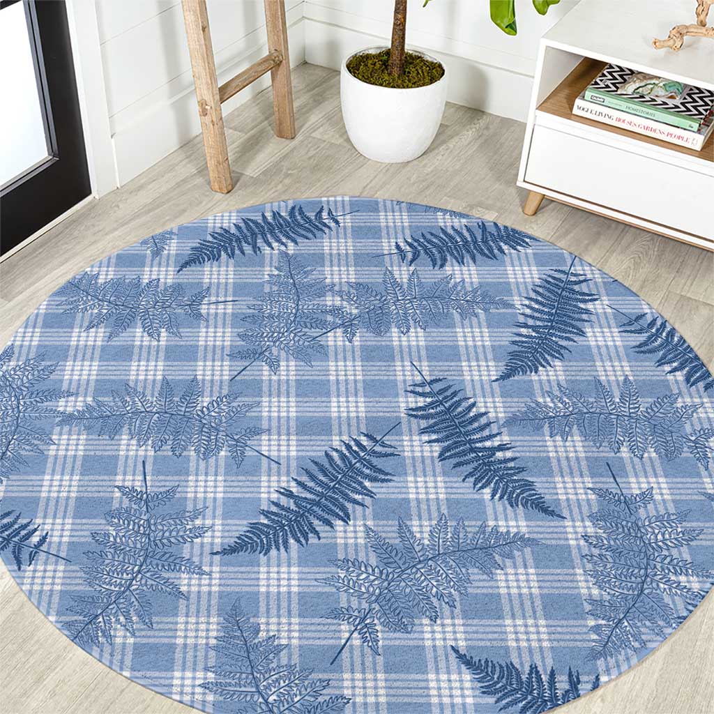 Blue Palaka Hawaii Palapalai Round Carpet Hawaiian Fern - Polynesian Pride