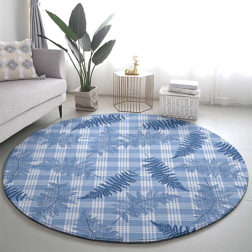 Blue Palaka Hawaii Palapalai Round Carpet Hawaiian Fern - Polynesian Pride