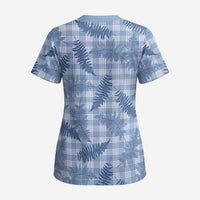 Blue Palaka Hawaii Palapalai Scrub Top Hawaiian Fern - Polynesian Pride