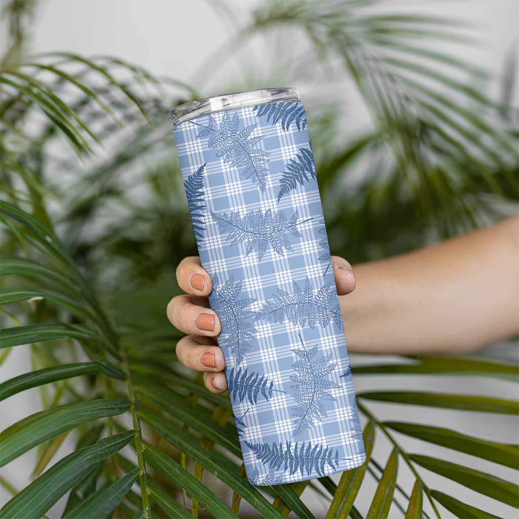Blue Palaka Hawaii Palapalai Skinny Tumbler Hawaiian Fern - Polynesian Pride