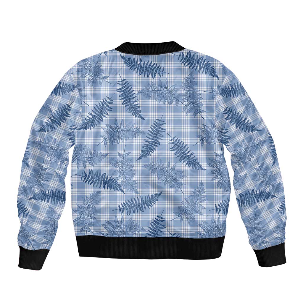 Blue Palaka Hawaii Palapalai Sleeve Zip Bomber Jacket Hawaiian Fern - Polynesian Pride