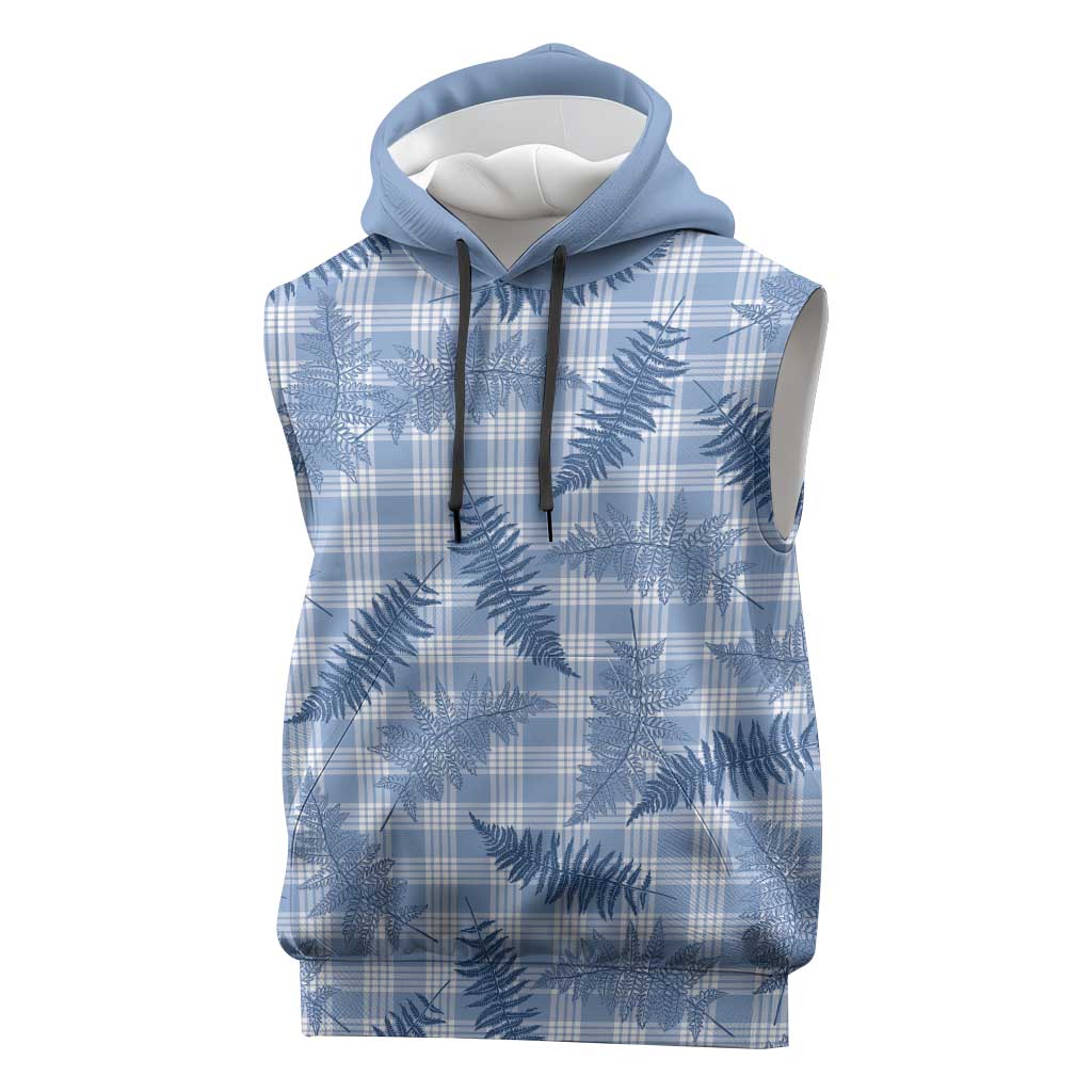 Blue Palaka Hawaii Palapalai Sleeveless Hoodie Hawaiian Fern - Polynesian Pride