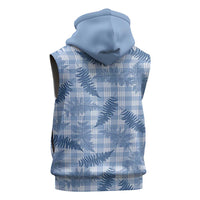 Blue Palaka Hawaii Palapalai Sleeveless Hoodie Hawaiian Fern - Polynesian Pride