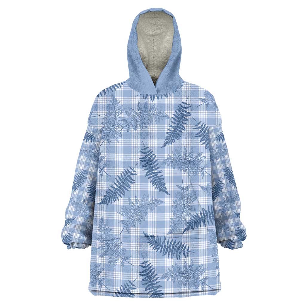 Blue Palaka Hawaii Palapalai Wearable Blanket Hoodie Hawaiian Fern - Polynesian Pride