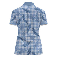 Blue Palaka Hawaii Palapalai Women Polo Shirt Hawaiian Fern - Polynesian Pride
