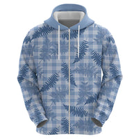 Blue Palaka Hawaii Palapalai Zip Hoodie Hawaiian Fern - Polynesian Pride