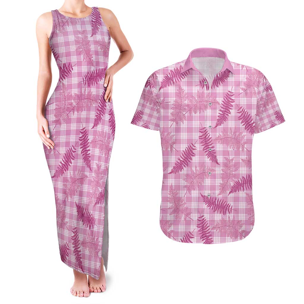 Purple Palaka Hawaii Palapalai Couples Matching Tank Maxi Dress and Hawaiian Shirt Hawaiian Fern - Polynesian Pride