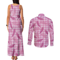 Purple Palaka Hawaii Palapalai Couples Matching Tank Maxi Dress and Long Sleeve Button Shirt Hawaiian Fern - Polynesian Pride