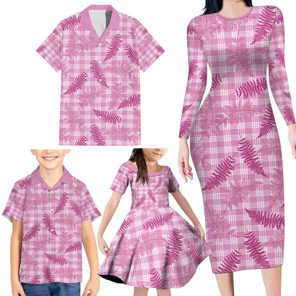 Purple Palaka Hawaii Palapalai Family Matching Long Sleeve Bodycon Dress and Hawaiian Shirt Hawaiian Fern - Polynesian Pride