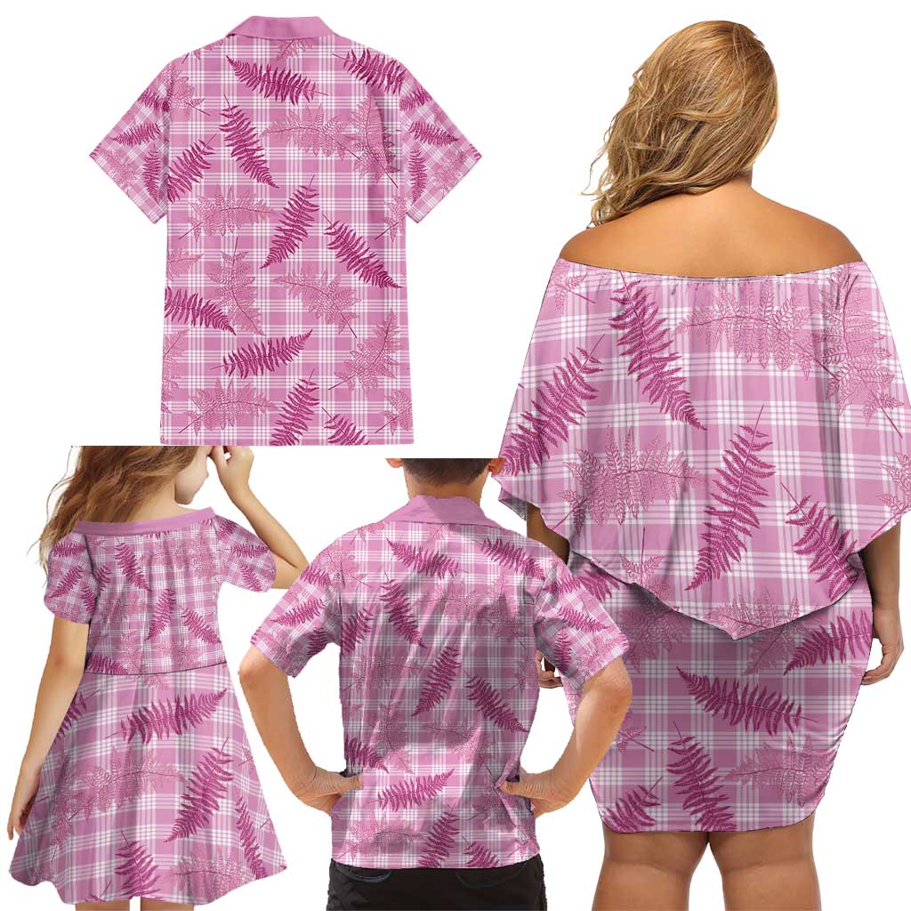 Purple Palaka Hawaii Palapalai Family Matching Off Shoulder Short Dress and Hawaiian Shirt Hawaiian Fern - Polynesian Pride