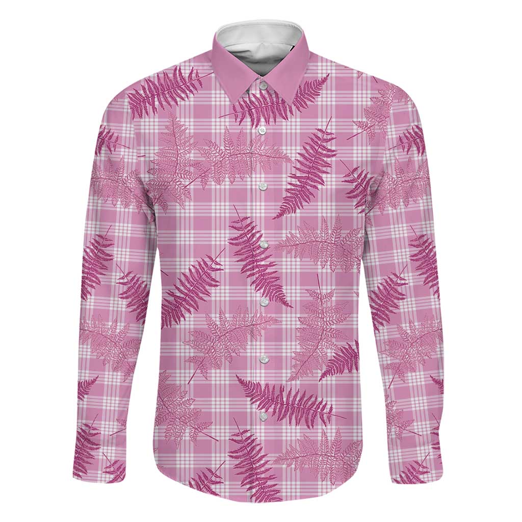 Purple Palaka Hawaii Palapalai Family Matching Puletasi and Hawaiian Shirt Hawaiian Fern LT14 Dad's Shirt - Long Sleeve Purple - Polynesian Pride