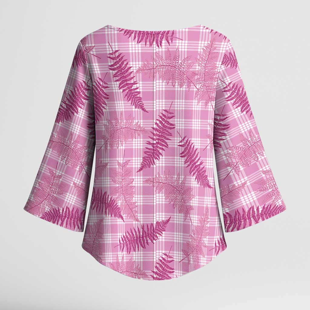 Purple Palaka Hawaii Palapalai Kimono Sleeve Blouse Hawaiian Fern - Polynesian Pride