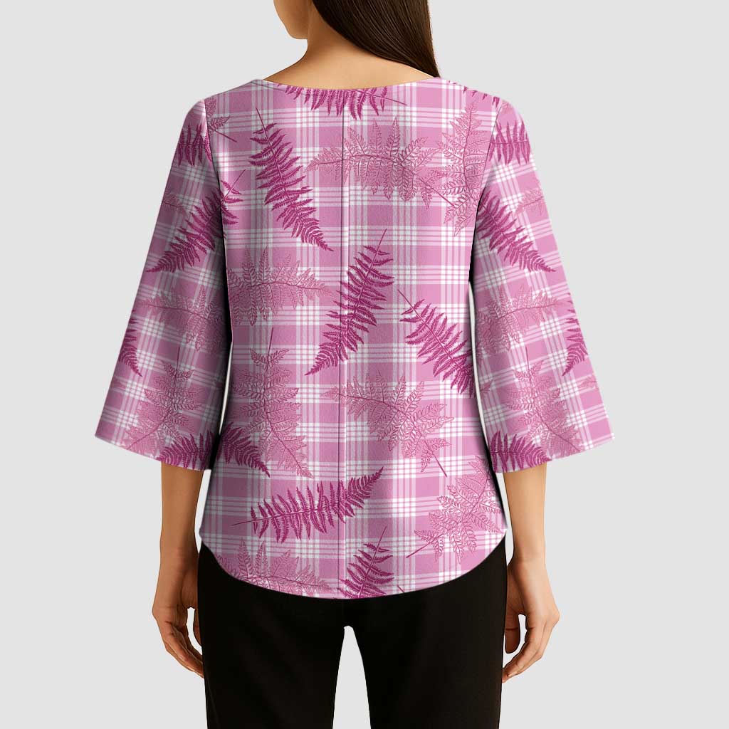 Purple Palaka Hawaii Palapalai Kimono Sleeve Blouse Hawaiian Fern - Polynesian Pride