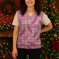 Purple Palaka Hawaii Palapalai Christmas Knitted V-Neck Vest Hawaiian Fern - Polynesian Pride