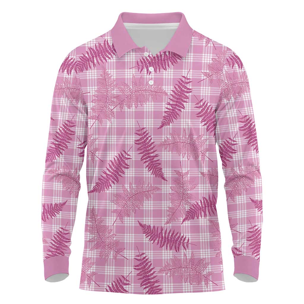 Purple Palaka Hawaii Palapalai Long Sleeve Polo Shirt Hawaiian Fern - Polynesian Pride