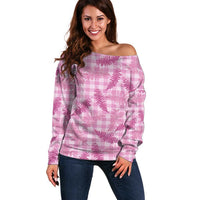 Purple Palaka Hawaii Palapalai Off Shoulder Sweater Hawaiian Fern - Polynesian Pride