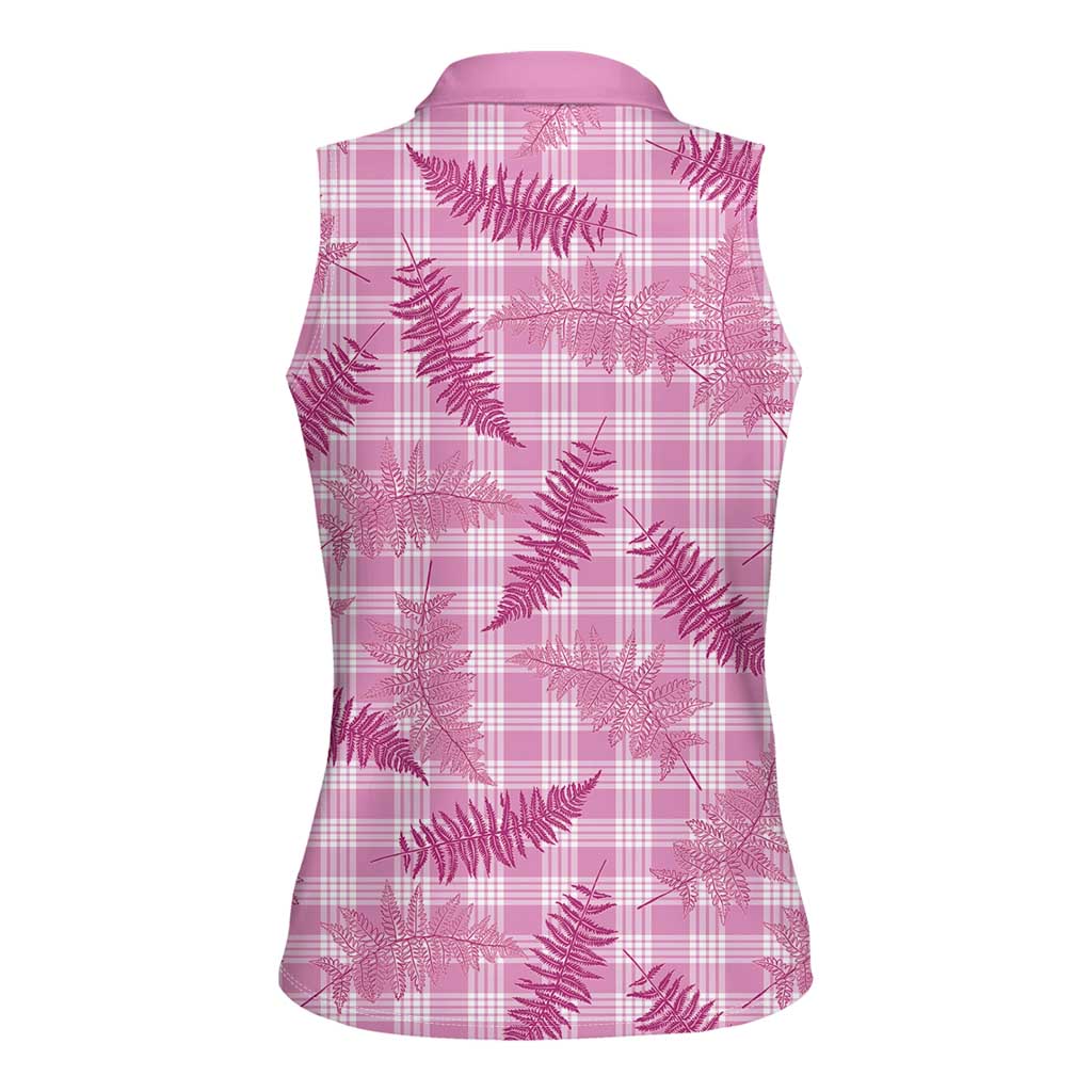 Purple Palaka Hawaii Palapalai Women Sleeveless Polo Shirt Hawaiian Fern - Polynesian Pride