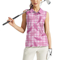 Purple Palaka Hawaii Palapalai Women Sleeveless Polo Shirt Hawaiian Fern - Polynesian Pride