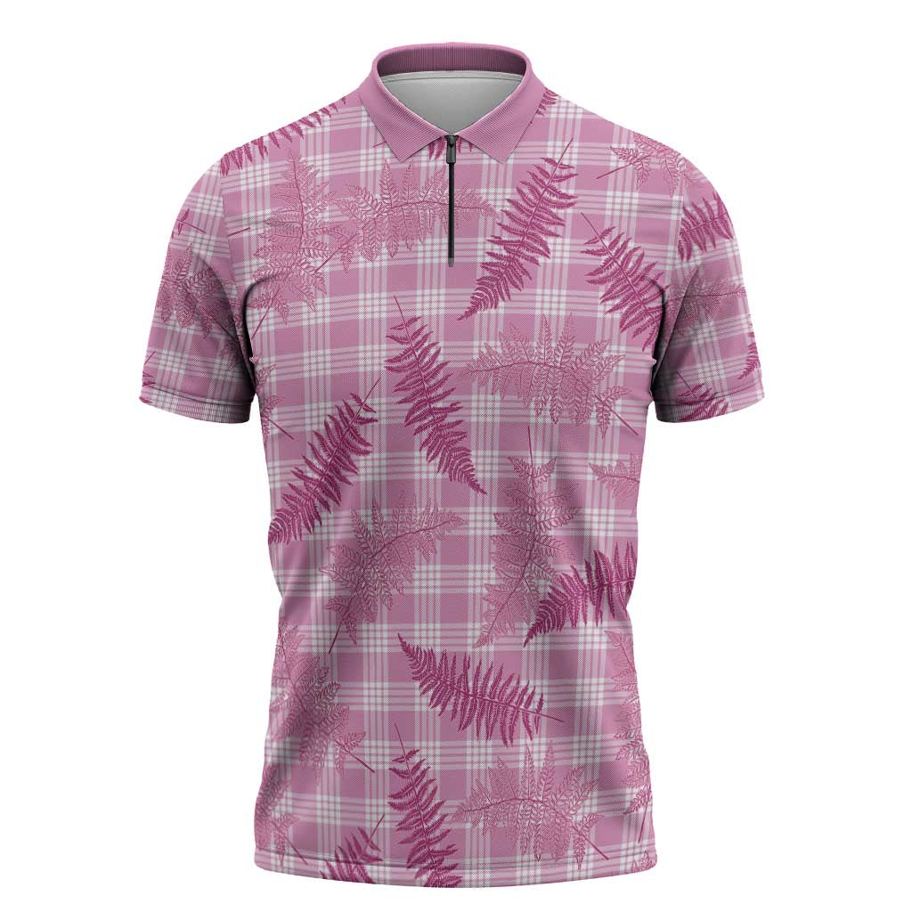 Purple Palaka Hawaii Palapalai Zipper Polo Shirt Hawaiian Fern - Polynesian Pride