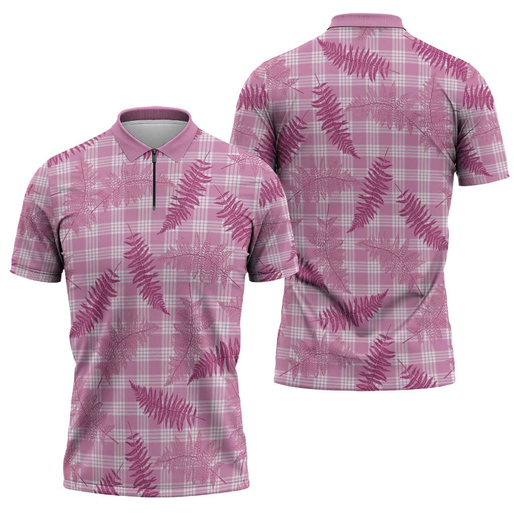 Purple Palaka Hawaii Palapalai Zipper Polo Shirt Hawaiian Fern - Polynesian Pride