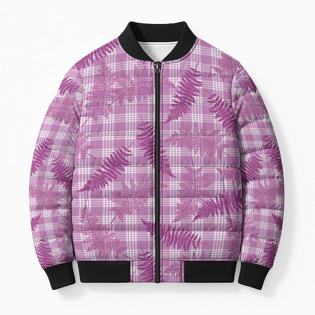 Pink Palaka Hawaii Palapalai Bomber Puffer Jacket Hawaiian Fern - Polynesian Pride