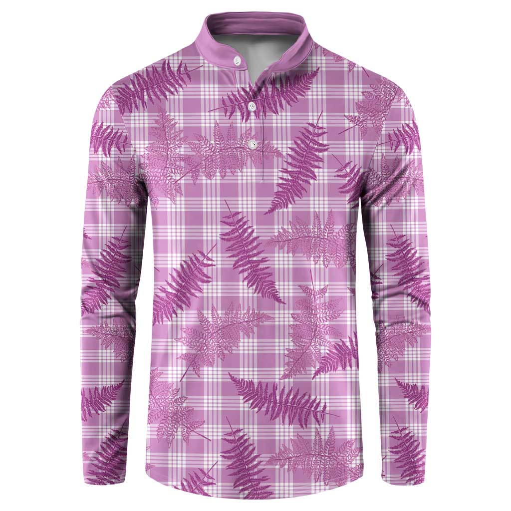 Pink Palaka Hawaii Palapalai Button Sweatshirt Hawaiian Fern - Polynesian Pride