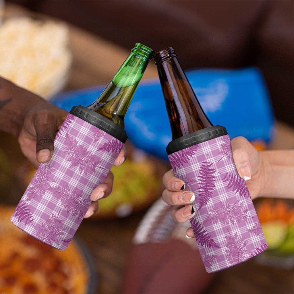 Pink Palaka Hawaii Palapalai 4 in 1 Can Cooler Tumbler Hawaiian Fern - Polynesian Pride