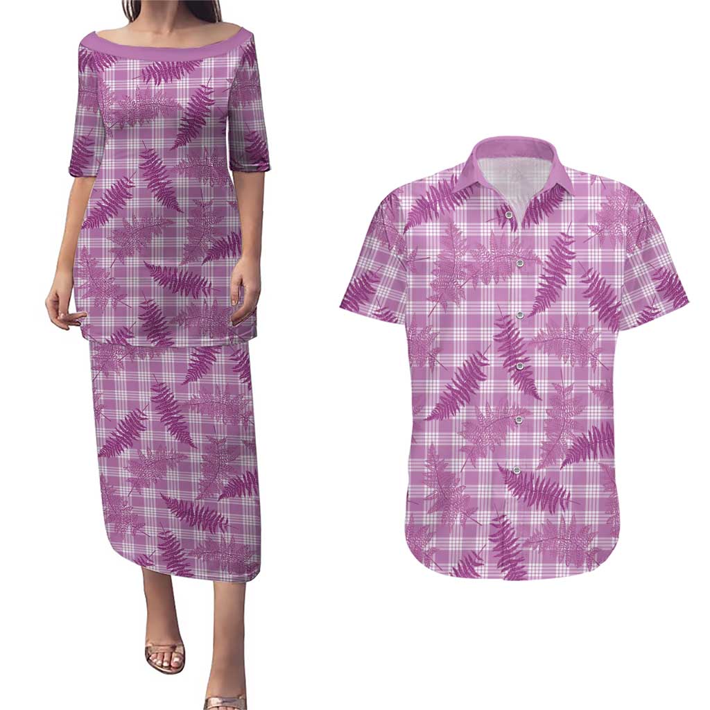 Pink Palaka Hawaii Palapalai Couples Matching Puletasi and Hawaiian Shirt Hawaiian Fern LT14 Pink - Polynesian Pride